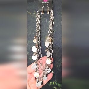 Paparazzi Silver Necklace with White and Silver Accents